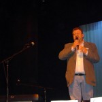 On stage intoducing Valdy at the Oshawa Little Theatre
