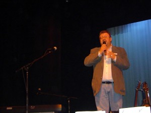 On stage intoducing Valdy at the Oshawa Little Theatre